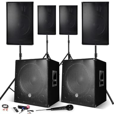 Système Sonorisation 4400W Complet, 4 Enceintes, 2 Subwoofers USB/BLUETOOTH CABLE PC + Pieds, Prestations, Micro SONO DJ PA BAR
