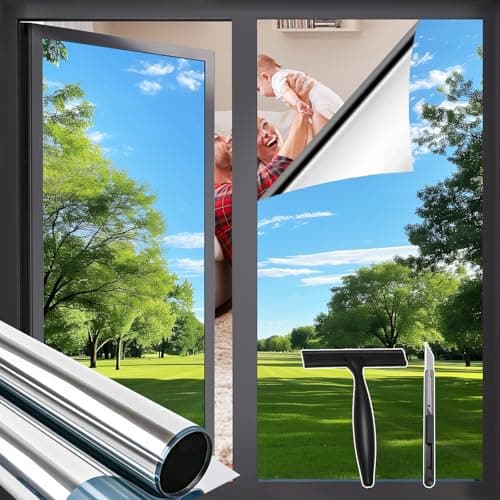 Zindoo Film Fenetre Anti Regard Film Anti Chaleur 40×200cm Bon Effet Miroir avec Kit de Pose Anti UV Protection de la Vie Privée Protéger du Soleil pour Fenêtre Maison Bureau Magasin