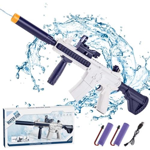 Pistolet a Eau électrique, Pistolet à Eau Automatique 434 + 58CC Grande capacité, Longue Portée pour Enfants et Adultes Le Jardin d'été Piscine Plage (M416)