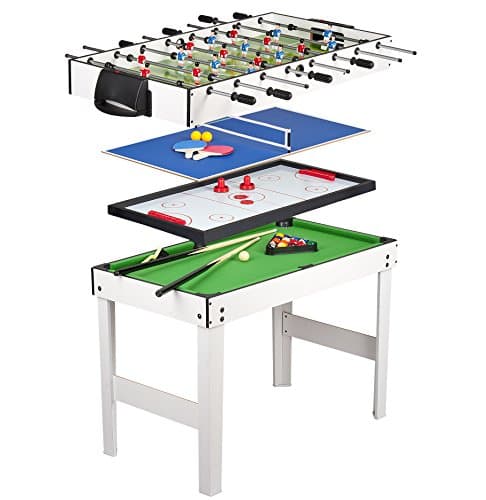 Leomark Table 4 Jeux en 1 - Billard, babyfoot, Hockey de Table et ping-Pong Table à Jouer Multifonction Table multijeux Dim: 120 x 61 x 82 (Hauteur) cm