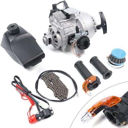 chennnls Kit de moteur 49 cc 2 temps - Refroidissement à air cylindrique simple - Mini moteur de poche - Mini moteur de poche - Moteur tout-terrain