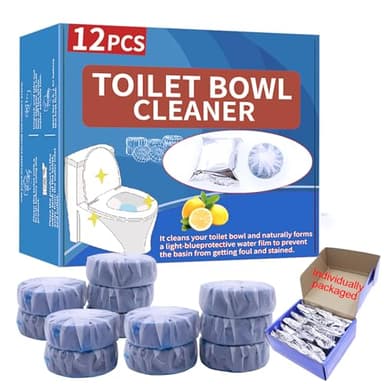 Blocs Nettoyants pour Cuvette de Toilette, 10 Pastilles Désodorisantes et Détartrantes, Bleu (12)