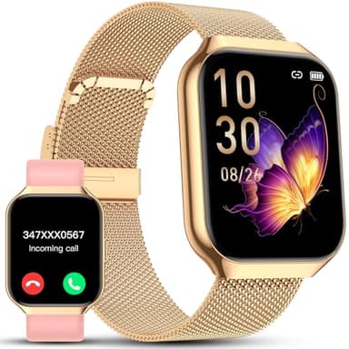 taopodo Montre Connectée Femme, 1.91" HD Smartwatch Fonction Féminine avec Appel Bluetooth 5.4, 120+ Modes Sportifs, 200+ Cadrans personnalisés, 24H Moniteur Sommeil/FC/SpO2, Android iOS Or