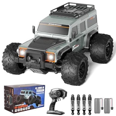 CUPCHID Voiture télécommandée, échelle 1:16, Voiture RC 4WD avec lumières LED, Voiture Jouet de Course à Grande Vitesse 2,4 GHz 45 km/h, 2 Batteries Rechargeables