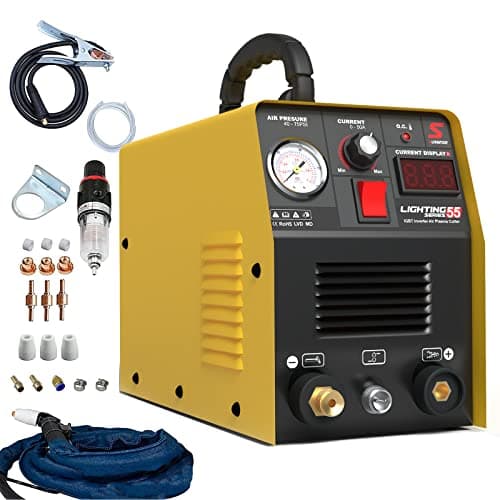SUSEMSE Découpeur Plasma 55Amp IGBT Inverter Coupeur de Plasma - HF allumage, DC, 230V, 20-55A, de coupe max. 14 mm - avec buses plasma et Torche