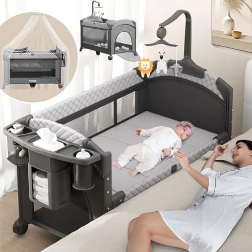 Trimigo-lit bébé Pliable,Réglables en Hauteur, Aucune Installation nécessaire,Jouets,Table à Langer, Super Forte Charge porteuse, Facile à Voyager, Moustiquaire