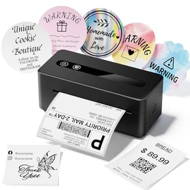 TATTMUSE Imprimante Thermique Etiquette 4x6, Imprimante Etiquette Autocollante Supportant Bluetooth et USB, Imprimante Etiquette Expedition ou de Colis Compatible avec Colissimo, Etsy, UPS, Colissimo