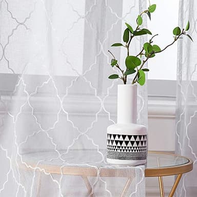 MIULEE 2 Panneaux Couleur Pure Maroc Rideaux Rideau De Fenêtre Transparents Lisse Élégant Panneaux Voile De Fenêtre/Rideaux/Traitement pour Chambre Salon 140x225cm(L X H) Blanc