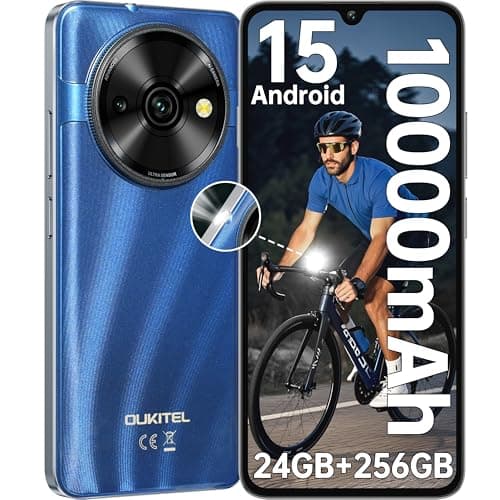OUKITEL C59 Pro Android 15 Téléphone Portable - 10000mAh 120 Lumens, 24Go + 256Go/TF 1To, Écran 6.88 Pouces HD+ 90Hz, Octa Core, 13MP Smartphone Débloqué Dual SIM 4G,Fingerprint/Face ID/GPS/NFC