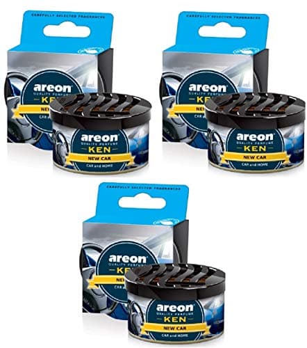 AREON Ken Désodorisant Voiture Neuve Odeur Neuf Senteur en Pot Couvercle Ventilé Réglable Maison 3D (New Car Lot de 3)