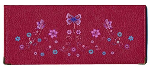 Syl'la Papillon Porte Chequier Long en Cuir pour Femme Rouge