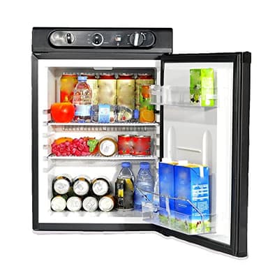 Smad Frigo Camping Gaz, 60L, Frigo Trimixte 12V 220V Gaz, Réfrigérateur Silencieux pour Camping-car, Caravane, 28mbar, Noir