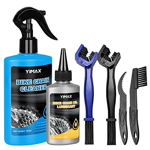 YIMAX Nettoyant pour Chaîne de Vélo, Kit de Nettoyage pour Vélos avec 100 ml Huile pour Chaîne de Vélo et 300 ml Spray de Nettoyage, Kit Nettoyant Lubrifiant pour Chaîne avec Brosses