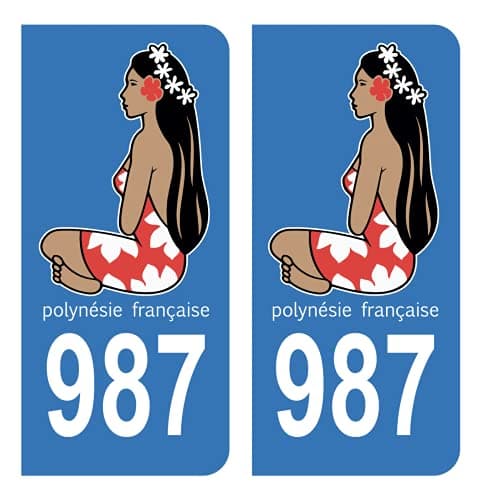 HADEXIA Autocollant Stickers Plaque d'immatriculation Voiture Auto 987 Polynésie Française DROM