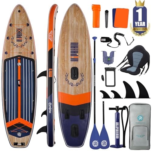 Niphean Extra Large Paddle Gonflable, Sup à 2+1 Personnes/Famille, Planches de Stand Up Paddle Gonflables avec (Idéal Débutant) Aileron Équilibré, Housse Étanche, Paddle Gonflable Adulte, Cadeaux