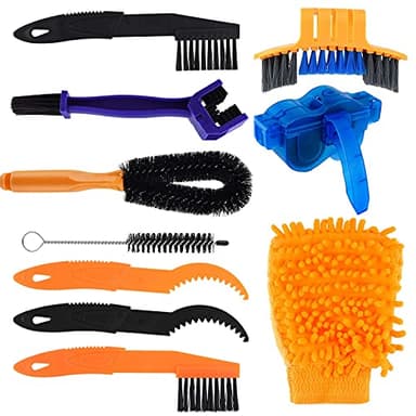 Viilich Kit de nettoyage pour vélo,10 pièces Bicyclette Outil de Nettoyage, kit complet de nettoyage du vélo pour chaîne/pneus/pignon/roue de cyclisme/taches