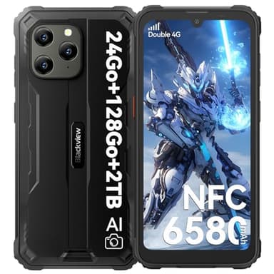 Blackview BV5300Plus Téléphone Portable Incassable, Android Telephone Portable Écran 6.1" HD+, 6580mAh, 128Go ROM/TF 2To, Double SIM 4G, Caméra 13MP Smartphone Incassable NFC/IP69K/Face ID/GPS/OTG
