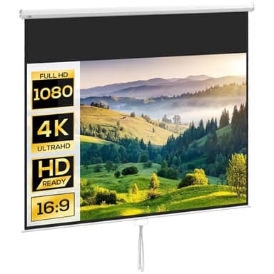 HOMCOM Écran de Projection de 120 Pouces, écran vidéoprojecteur, pour Home cinéma, 16:9 4K HD, Fixation Mur ou Plafond, 283 x 8 x 192 cm, Blanc