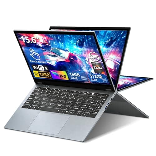 Zonatrix Ordinateur Portable 2 en 1, 15,6" Win11, 16Go RAM, 512Go SSD, AMD Ryzen3 3200U CPU, Radeon Graphics GPU, Écran Tactile IPS 360° Flip, USB3.0, TypeC, RJ45, Mini-HDMI
