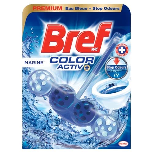 Bref WC Color Activ+ Marine – 1 Bloc WC (50g) – Produit Nettoyant WC – Eau Bleue + Stop Odeurs
