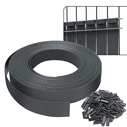 vounot® Kit de lamelles Occultantes PVC 75m x 4.7cm 150 Clips Brise Vue de Qualité Bandes de Protection pour Panneau Grillagé Clôtures Rigides Gris