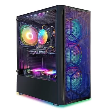 STGsivir PC Gamer Fixe,Ordinateur Gaming,Radeon RX 580 8Go,i7 jusqu'à 3,9GHz, 16Go RAM, 512Go SSD, 600M WiFi, BT 5,0, Ventilateur RGBx6, W10H64