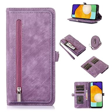 Jeelar ESONG Coque pour Samsung Galaxy A54 5G,Etui en Cuir PU Portefeuille Flip Case Antichoc Housse avec [Fentes de Cartes][Fonction Support][Fermeture Magnétique][Lanyard Dragonne],Violet