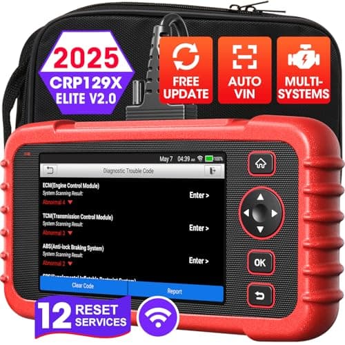 LAUNCH CRP129X V2.0 Valise Diagnostic Auto, 4 Système(ABS/SRS/TCM/Moteur), 12 Réinitialisations, OBD2 Diagnostic Voiture Multimarque, Codage des injecteurs, Auto VIN, Test de Batterie
