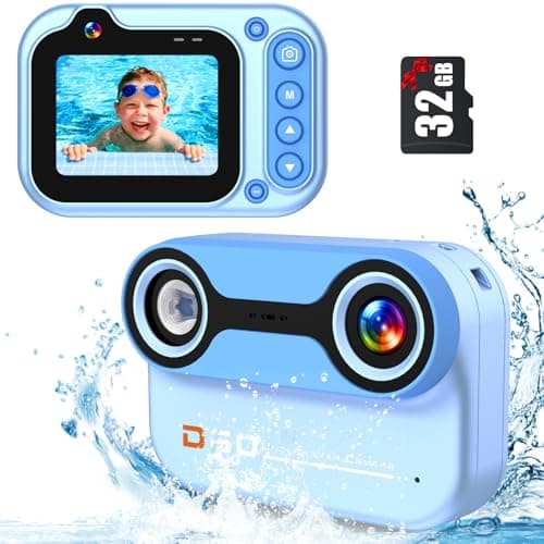 YunLone Appareil Photo Numérique Etanche 10FT 1080P Full HD 26MP Camera Etanche, 10X Zoom Numérique Caméras Étanches pour Plongée en Apnée, Selfies sous-Marins, Natation, Plage, Parc Aquatique - Bleu