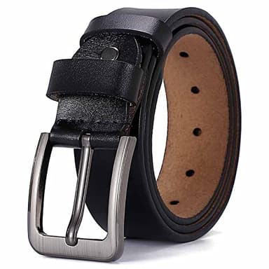 HYCOPROT Ceinture Homme,Ceintures en Cuir Pour Homme Largeur 38 mm,Réglable à Ceinture Boucle Pour Travail Jeans Pantalons Décontractés (145cm (longueur totale 160cm), noir)