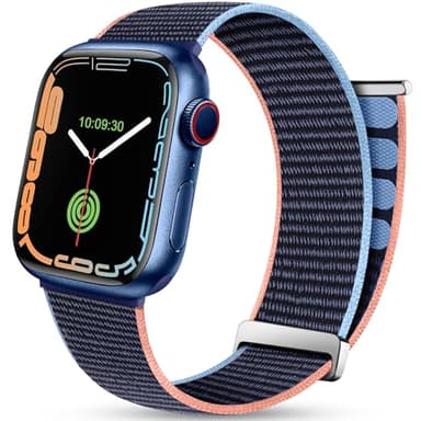 Mastten Bracelet Sport Compatible Avec Bracelet Apple Watch 42mm 44mm 45mm 46mm 49mm, Bracelets Nylon Hommes Femmes deTresséS RéGlables Pour iWatch Ultra/Series SE 10 9 8 7 6 5 4 3 2 1, Bleu Marine
