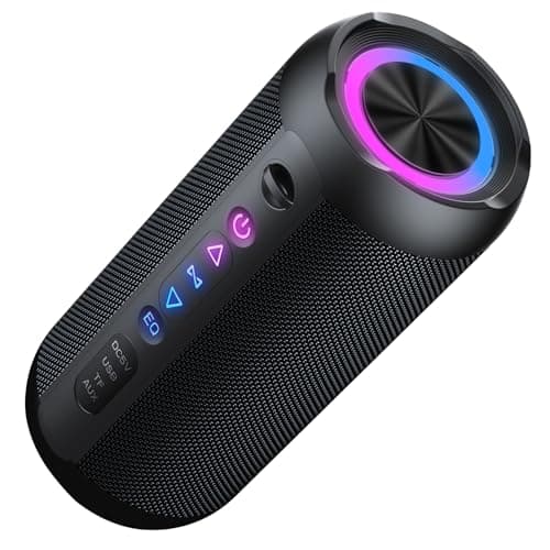 taopodo Enceinte Portable Bluetooth 5.4 sans Fil avec Bass Puissantes, 30W Enceinte Bluetooth, Autonomie 30 hrs, Lumières RGB, Appairage TWS, IPX7, AUX, TF, pour l'extérieur/La Fête/Voyage, Noir