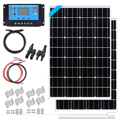 XINPUGUANG Kit Panneau Solaire 240W：2 Panneaux Solaires Monocristallin 120W 12V + Régulateur de charge 30A + câble de 3m + pinces de fixation Z pour camping-car, caravane, maison