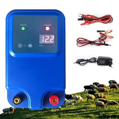 Electrificateur Cloture Electrique 12V, Avec Affichage Led, Portée De 5 Km, 1,5 Joules, Clôture Électrique 12 KV Pour La Protection Des Bovins Des Moutons Du Bétail Des Animaux Domestiques