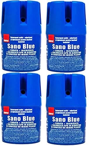 Sano Bleu Nettoyant Ménager Toilette Cuvette WC Tablette Chimique Bloc Colore l'eau 150 gr ( Blue Lot de 4 )