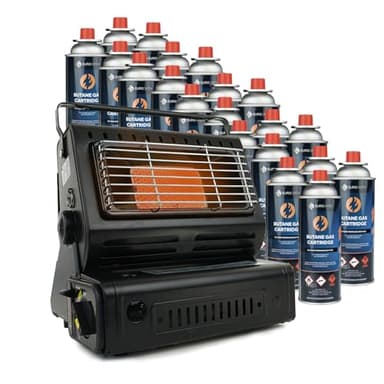 Eurocatch Poêle à gaz - Avec 20 douilles à gaz - Chauffage - Chauffage - Chauffage de terrasse - Réglable - Portable