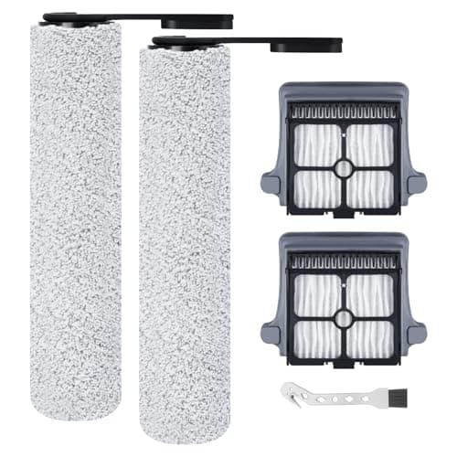 Fixbetter Rouleau de brosse de rechange et Filtre HEPA pour Tineco FLOOR ONE S6 / FLOOR ONE S7 PRO aspirateur humide et sec, 2 rouleaux de brosse + 2 filtres + 1 brosse de nettoyage