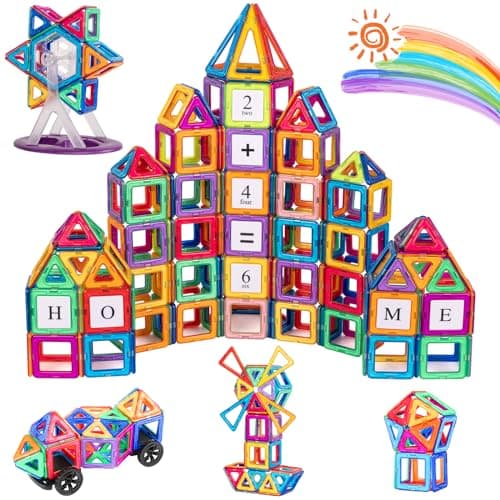 aaczly Blocs de Construction Magnétiques 122 Pièces, 3D Construction Jouets Educatif Jeux Cadeaux pour Enfants à Partir de 3 4 5 6 7 Ans