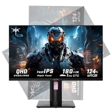 KTC 27" Ecran PC Gaming, 1440p 180Hz Fast IPS Ecran PC Gamer, 2K QHD 1ms GTG, HDR/HDMI/USB C/DP Moniteur Vertical, FreeSync & G-Sync, Pivoter Incliner Hauteur Pivot réglable, H27T22