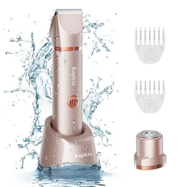 Tondeuse de bikini pour femmes : rasoirs életctriques 2 en 1 pour femmes – Rasoir életctrique rechargeable pour femme – Tondeuse de bikini étanche IPX7 pour aisselles, jambes, bras, corps (Rose Gold)
