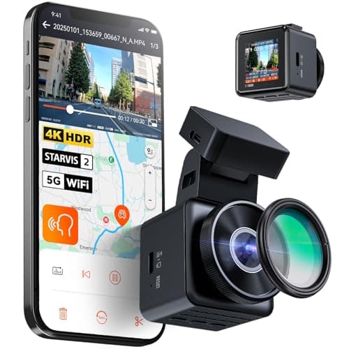 VANTRUE E1 Pro 4K HDR STARVIS 2 Dashcam Voiture Avant, Mini Caméra Embarquée Caché 5Ghz WiFi GPS avec CPL, Contrôle Vocale Français, 160°Mode Parking 15s Pré-Enregistrement, Vision Nocturne Max 1 to