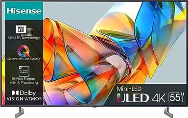 Hisense 55U62K Téléviseur ULED Mini LED 55 Pouces UHD 4K Smart TV
