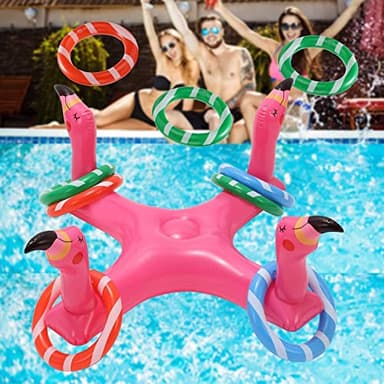 mciskin Jeu de Lancement d’Anneau Gonflable Colorés Flottant de Natation pour Jeu de Piscine de Fête de Fiesta (Flamant)