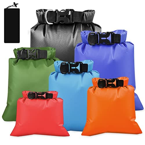WOODFIB 6 Pcs Sac Étanche Léger, 1,5L/2,5L/3,5L/4,5L/6L Sac à Sec Imperméables, Léger et Imperméable Combo Sac à Sec Submersible pour Kayak Rafting Bateau Randonnée Camping