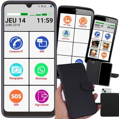 MOBIHO ESSENTIEL Mars 2025 désormais en 6,5p 64 giga Pack Le Smart Initial : Inclus : Interface Senior modifiable a volonté, Aide Coach privé, Pochette. app Photo 13Mp/5Mp - 4G LTE - Tel DEBLOQUE