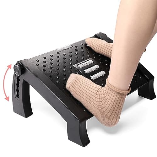 Mkitnvy Repose-pieds ergonomique sous le bureau, 6 réglables en Hauteur, Effet de Massage Confortable pour Une Meilleure Circulation Sanguine dans Les Jambes pour Bureau Maison (A)