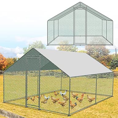 Herrselsam Poulailler XXL 3 x 3 x 2 m avec Serrure en Acier galvanisé et Chiffon de Couleur PE imperméable, Facile à Nettoyer, Beaucoup d'espace pour Les Poules