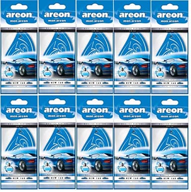 AREON Mon Désodorisant Voiture Neuve Odeur Neuf Senteur Rétroviseur Pendu Bleu Maison (New Car Lot de 10)
