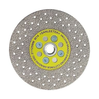 Disque Diamant 125mm Double Face Coupe et Meulage Lame Scie Brasé Sous Vide pour Marbre Granit Béton Porcelaine Carrelage M14 Filetage SANLEETEK