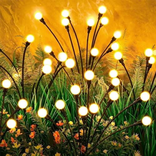 VIPNAJI Lumiere Luciole Solaire Exterieur, 4 Pièces 10 LED Luciole Solaire Exterieur Jardin, Lumières Solaires de Jardin, Lucioles Lumiere Solaire IP65 Étanche, pour Allée Terrasse Jardin Décoration